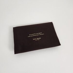 Kate Spade New York Brown Dust Bag Pink Drawstring Gold Foil Quote 27.5x19 Large